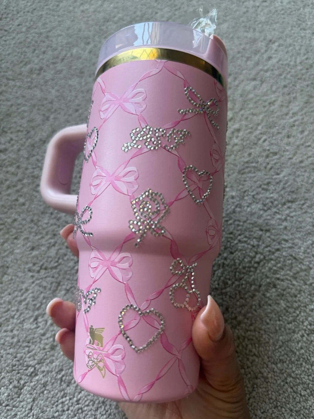 Stanley x love shack fancy Pink Rhinestone Bow Insulated Mug with Handle 20oz - Picture 3 of 3